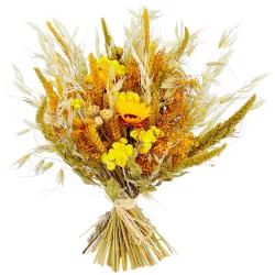 Ramo de flores silvestre con girasoles preservados.