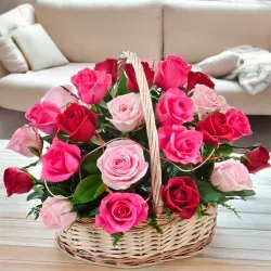 Canasta de rosas a domicilio en Madrid