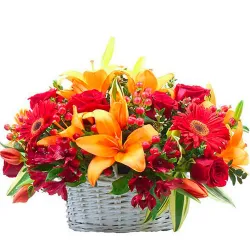 Arreglo de flores con colores otoñales a domicilio en Madrid