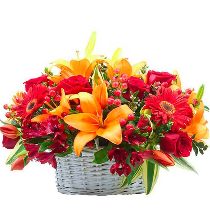 Arreglo de flores con colores otoñales a domicilio en Madrid