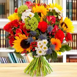 Ramo con girasoles y flores variadas a domicilio en Madrid