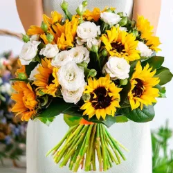 Ramo con girasoles y rosas a domicilio en Madrid