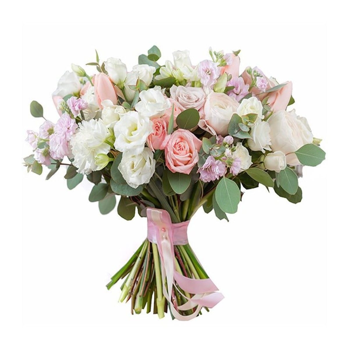 Ramo de flores con rosas y lisianthus