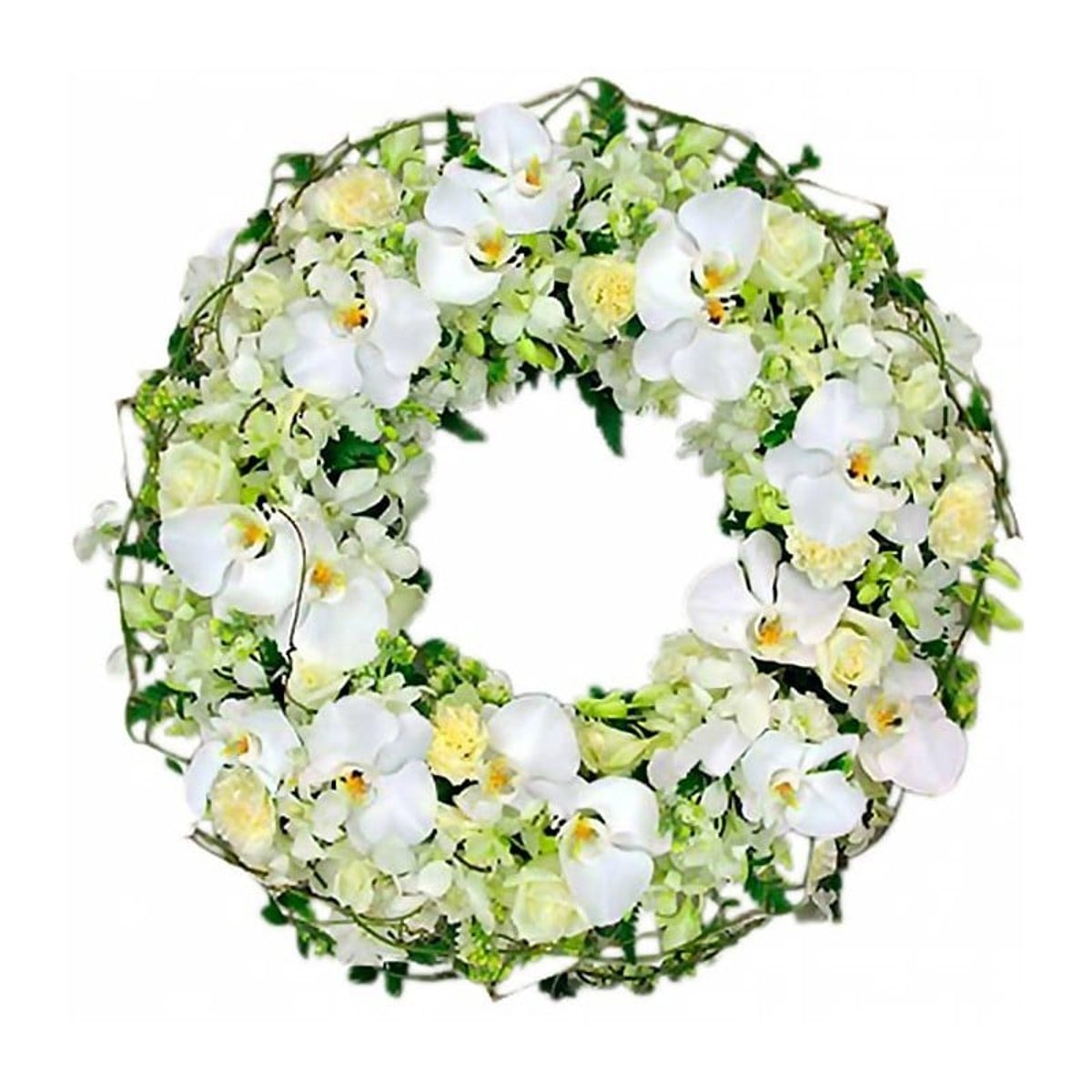 Corona de orquídeas blancas