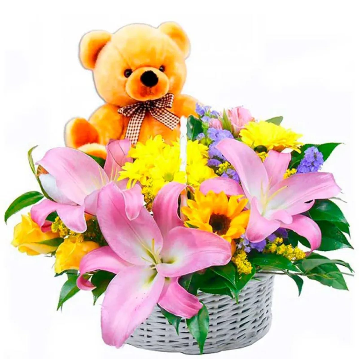 Regalar flores y peluche para bebés recién nacidos