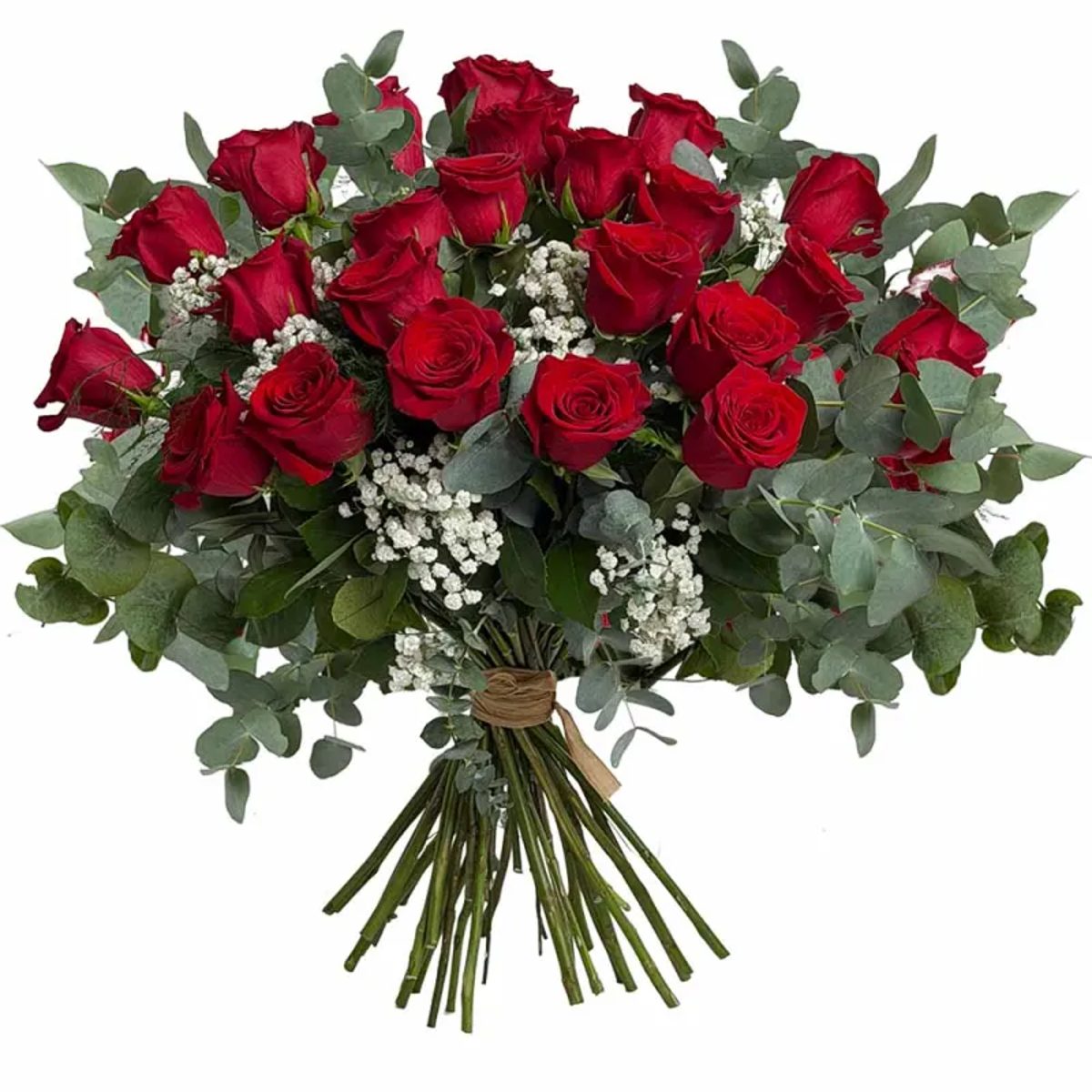 Ramo hecho con 24 rosas rojas en Madrid
