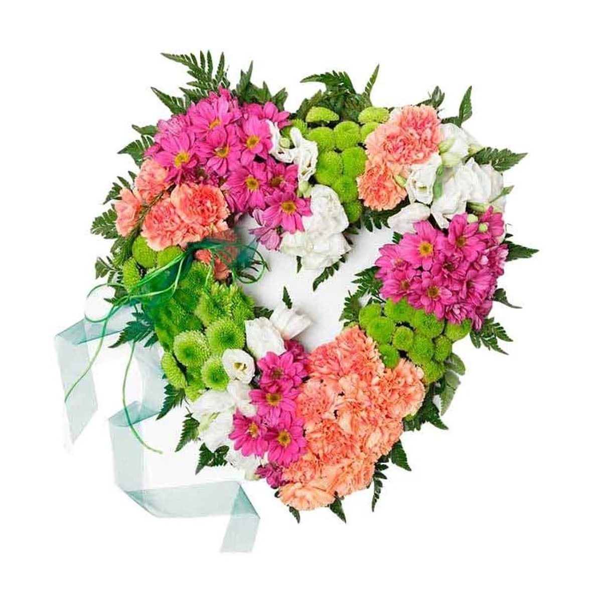 Centro corazón de flores.