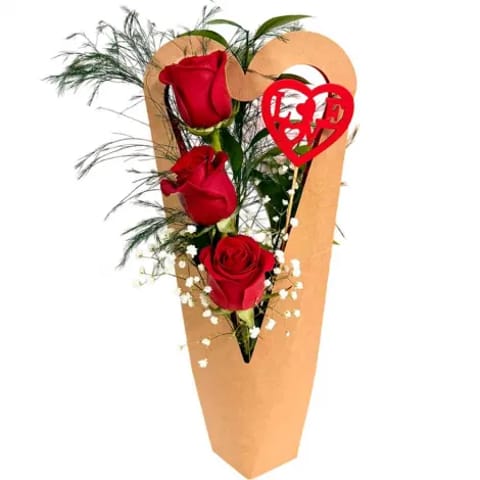 3 rosas rojas para enviar en Madrid