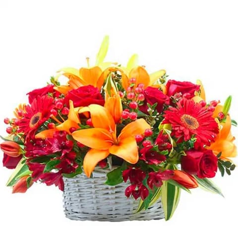 Arreglo de flores con colores otoñales a domicilio en Madrid