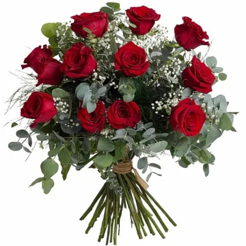 Ramo con doce rosas rojas a domicilio en Madrid
