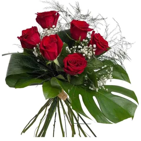 Ramo de 6 rosas rojas con envío a domicilio en Madrid.